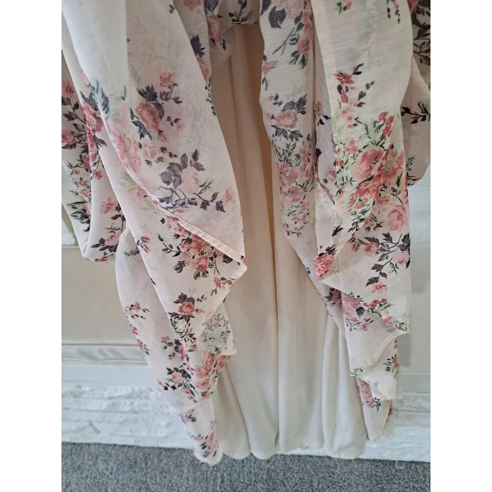 Penelope Rose Floral Maxi Dress XL Lace Trimmed Boho Long Sleeve Tiered Buttons - Picture 6 of 12